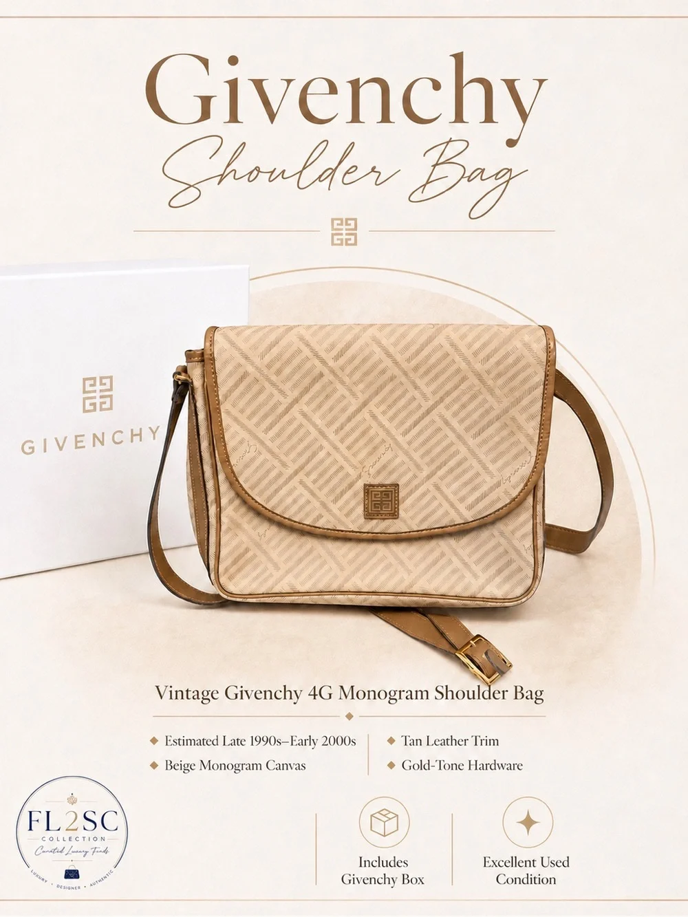 Vintage Givenchy 4G Monogram Crossbody